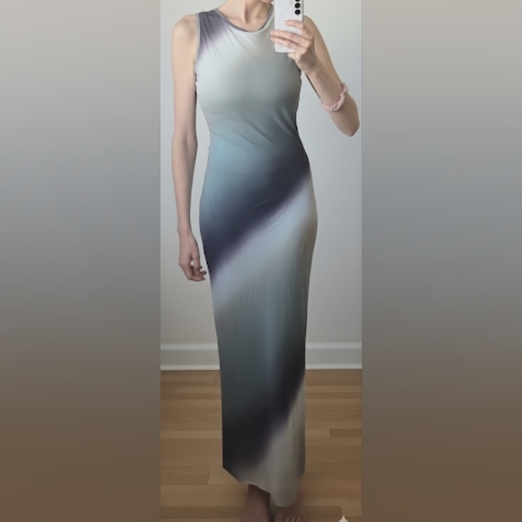 ​🌌 Dreamy Whimsigoth Ombré Bodycon Maxi Dress *NEW* Green Grey Purple Size Med - Picture 11 of 11